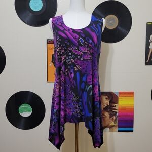 Jostar | 90s Vintage Purple + Blue Butterfly Wing Tunic